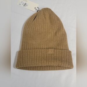 CALIA by Carrie Underwood Ladies Ribbed Beanie In Tan Brown One Size Fits Most